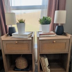 Rattan Nighstand Set Of 2