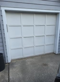 Wood Raised-Panel Single Garage Door, 16-Panel, White, ~8x7, Used