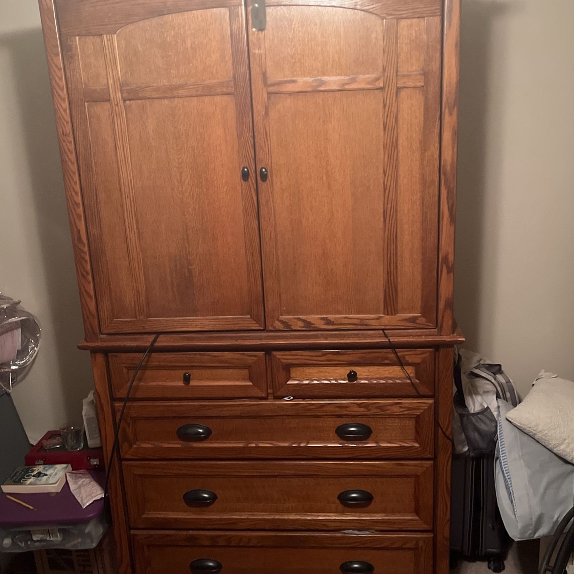 Wood Headboard And Tv Stand Set 