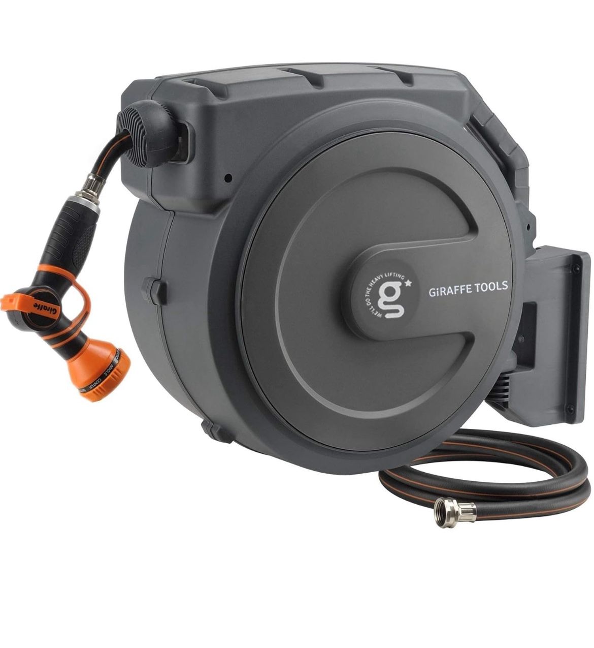 Retractable Garden Hose Reel 1/2 Inch x 130 ft, Super Heavy Duty, Any Length Lock