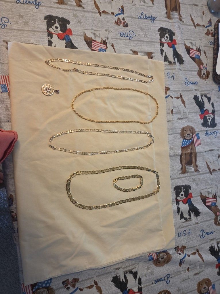 14 Gold Plated Necklaces One Bracelet