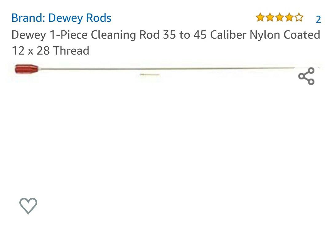 Dewey 1-Piece Cleaning Rod 35 to 45 Caliber Nylon Coated 12 x 28 Thread
