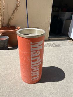 Rare Vintage Marlboro Red Metal Canister Ash Receptacle