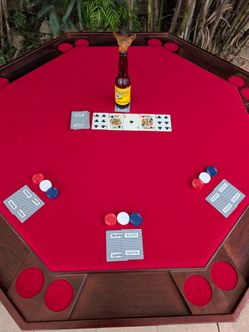 Kestell Red Velvet Foldable 8 -Player Poker Table