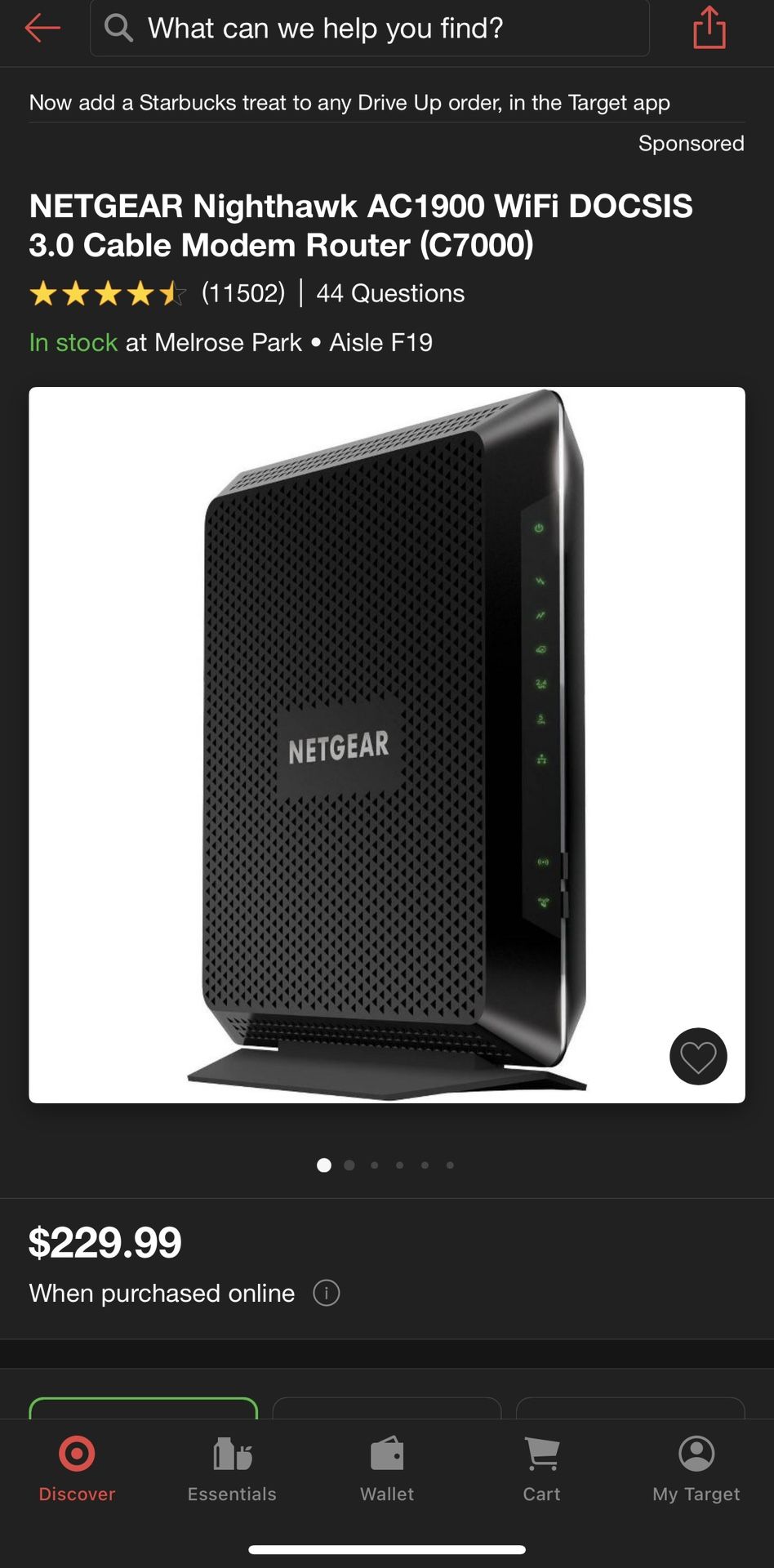 Netgear Nighthawk AC1900 C7000v2 Modem Router Gateway