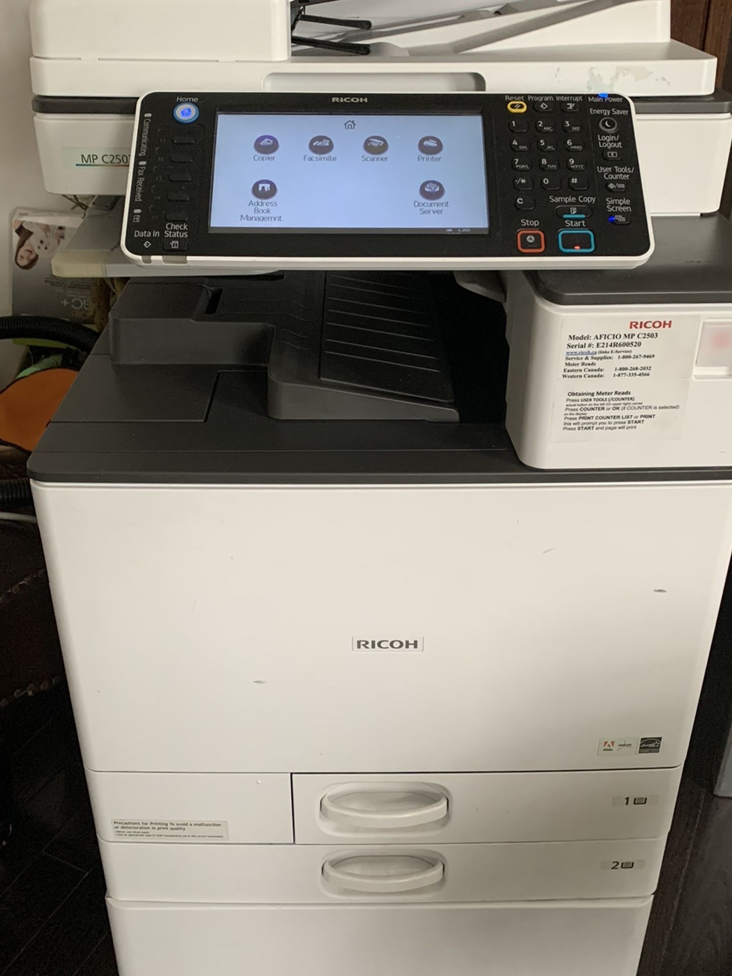 Ricoh Aficio MP C2503 Network Printer, Scanner, Copier And Fax Machine