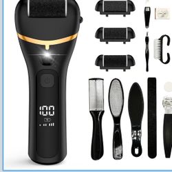 Electric Callus Remover for Feet Rechargeable Hard Skin Remover with 3 Replacement Rollers, Electric Foot Care with LED Light L02