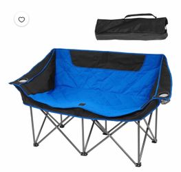 Oversized Double Camping Chair，2-Person Heavy-Duty Folding Loveseat，Portable Outdoor Chair，with Armrests, Cup Holders & Carry Bag, for Camping, Picnic