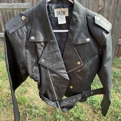 Vintage WOMANS Leather BIKER JACKET STAR CODY SIZE :Small 