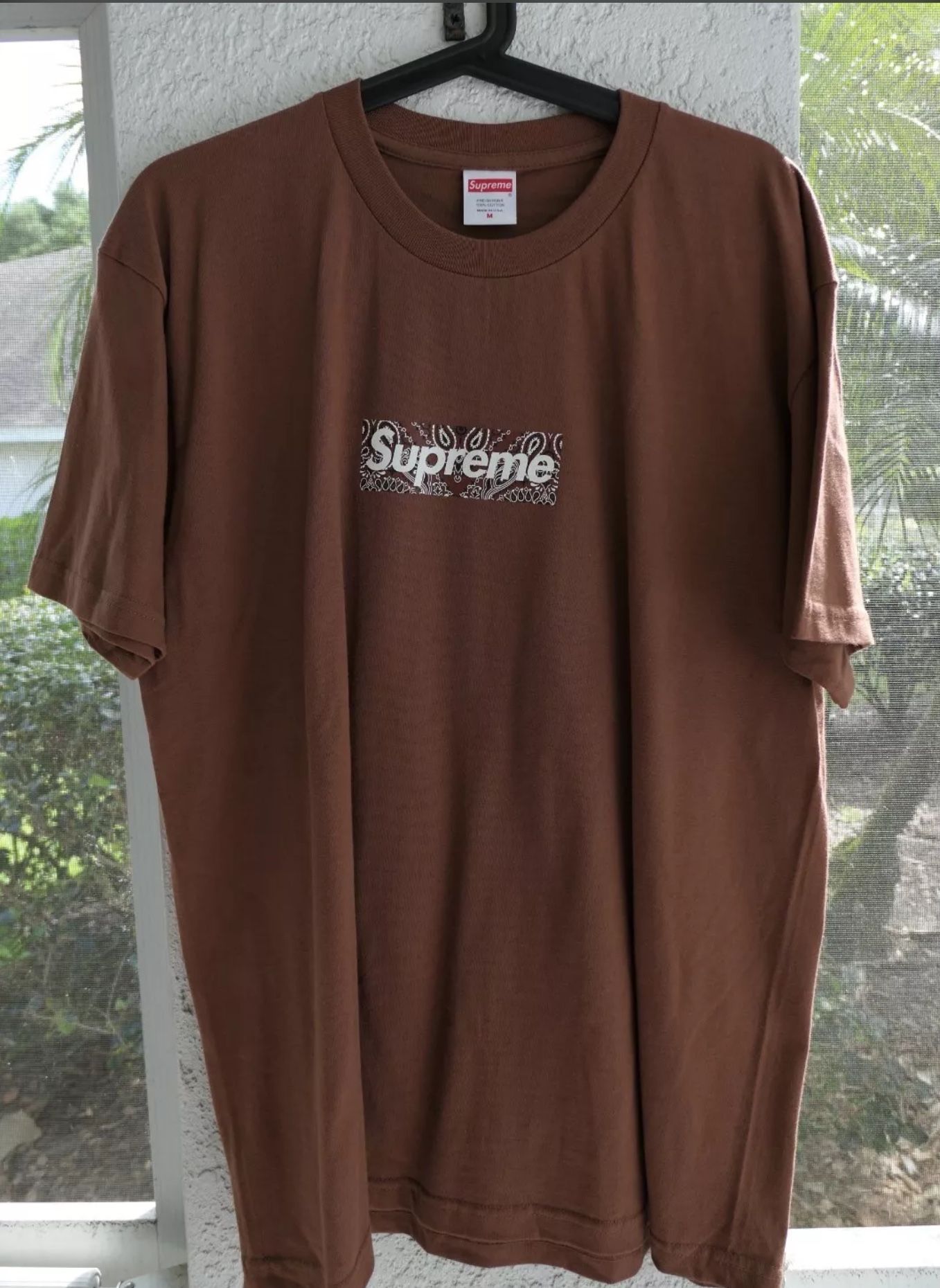 Pre-woned Supreme Bandana Box Logo Tee Brown - Size M 100% REAL