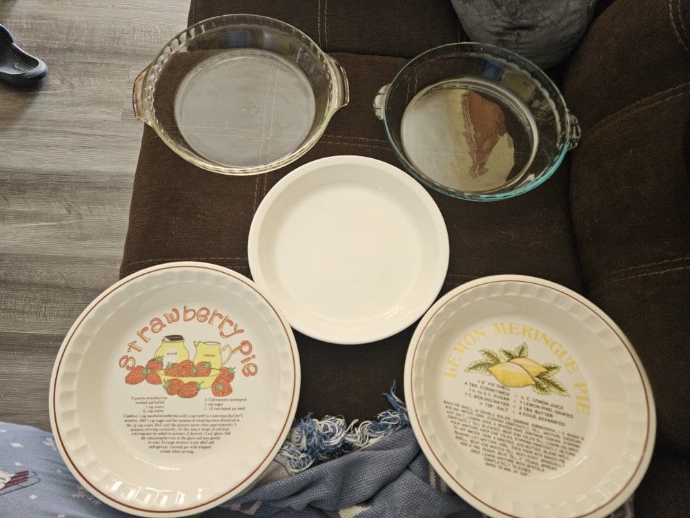 5 Glass Pie Plates Hankook Corningware Pyrex Anchor Hocking