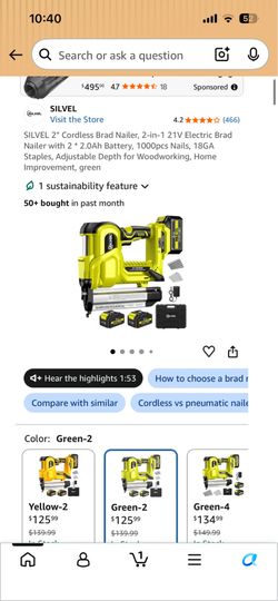 SILVEL 2" Cordless Brad Nailer