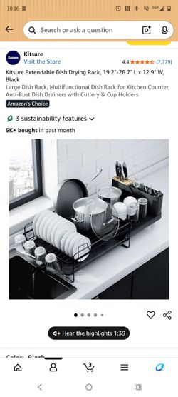 Large Expandable Black Dish Drying Rack