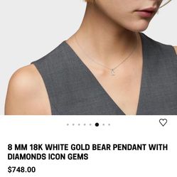 Authentic TOUS 18k White Gold  Diamond mini Bear Pendant