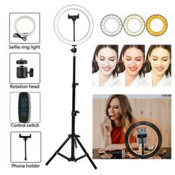 10″ LED Selfie Ring Light With Tripod Phone Holder Stand Makeup Live Stream