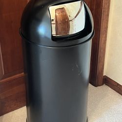 30 Inch Black Metal Garbage Can
