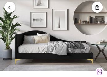 Black Upholstered Twin Bed/Daybed+ Mattress