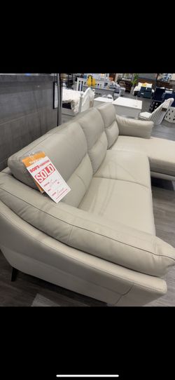 Leather Cream Elegant L Shape Sofa
