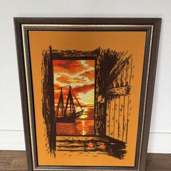 MCM Paragon Needlecraft sailboat crewel embroidery kit 