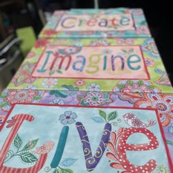 Set Of 3 Large Wall Art Pieces - Pics Of Matching Furniture Attached