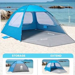 OutdoorMaster - Beach Tent Blackout Coating, Pop Up Sun Shelter For 4 People,