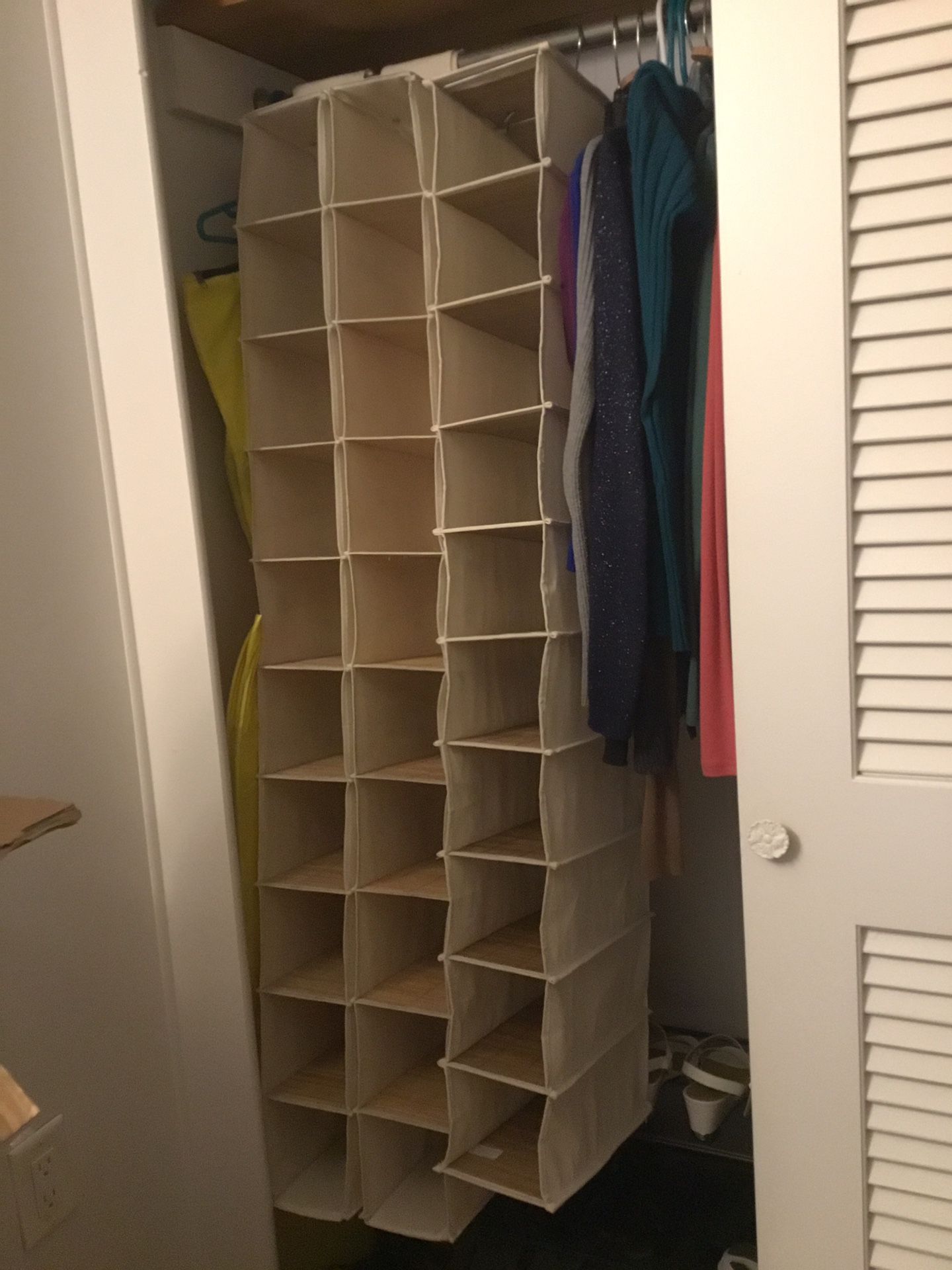 Shoe closet organizer hanging storage, bamboo -3 total