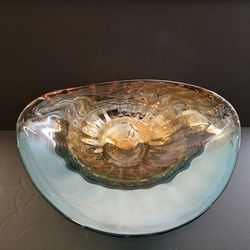 Large Vintage Murano-Style Sommerso Centerpiece Bowl MCM