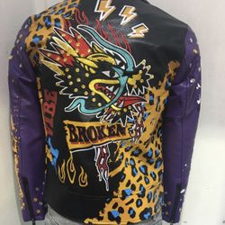 REBEL PURPLE KILLING VIBE PU BIKER JACKET