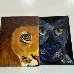 Lion & Panther Duo – Original Hand-Painted Canvas Art Set