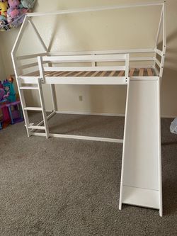 White Bunk beds w slide