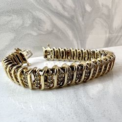 💎 Dazzling 14kt Yellow Gold Ladies 3.6Oct Diamond Bracelet 26.7 Grams