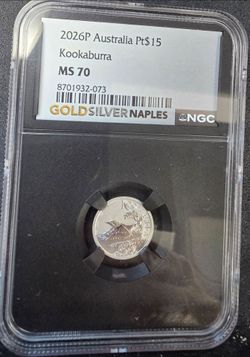 2026P Australian 1/10 oz Platinum Kookaburra $15 Coin NGC MS70