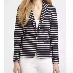 Michael Kors Navy Blue & White Striped Blazer