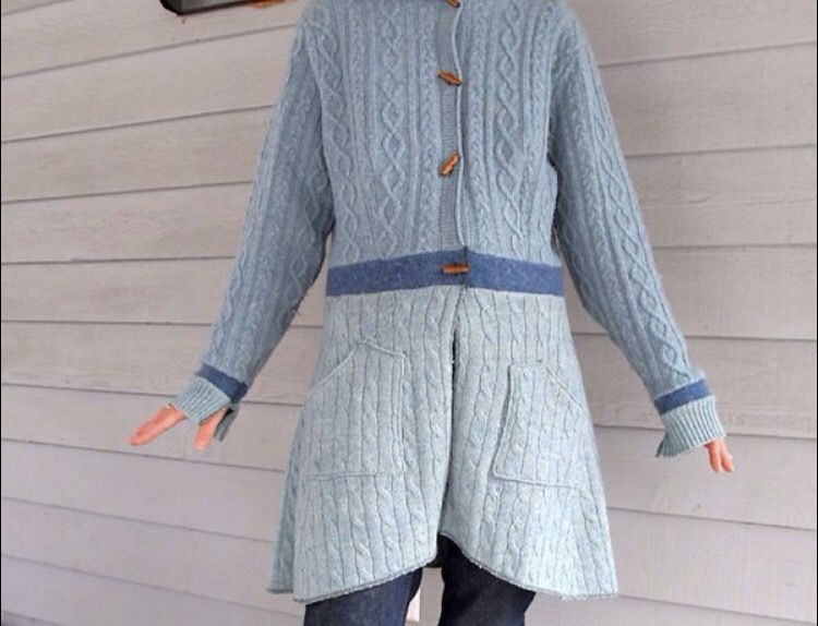 Women’s custom cable knit wool sweater coat