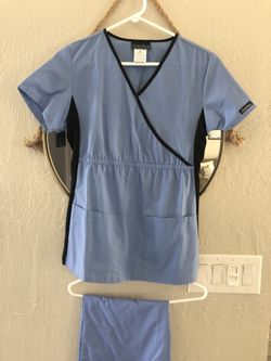 XS baby blue scrub set. Cherokee top dickies bottom