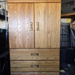 Solid Oak Armoire/Storage Cabinet