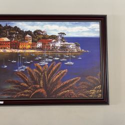 framed canvas art print is titled "The Tuscan Coast" by Elizabeth Wright. 