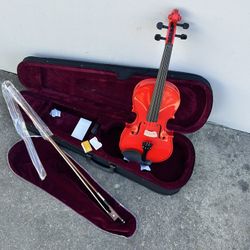 Red Color 4/4 Full Size Violin Fiddle w Case Brazilwood Bow and Rosin