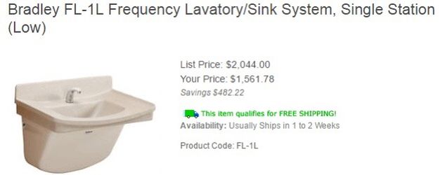 Bradley FL-1L Frequency Lavatory/Sink System