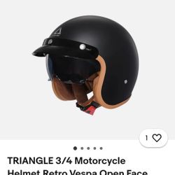TRIANGLE 3/4 Motorcycle Helmet,Retro Vespa Open Face Adults Helmets with Visor