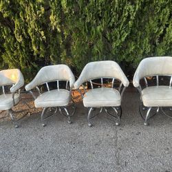 Mid Century Chrome Club Chairs On Wheels ~ Bruno Mathsson Style