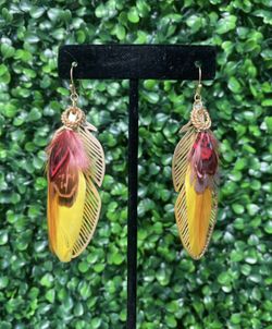Gold Feather Earrings 