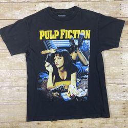 Pulp Fiction Movie Black Crewneck Short Sleeve Shirt 100% Cotton Sz Medium