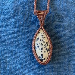 Dalmatian Jasper Wire Wrap Pendant