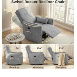 2 Grey Recliners With Massagers Built In Them For Sale 