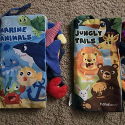 HahaLand Baby Books 0-6 Months Touch Feel First Cloth Crinkle Sensory - 2 Book Set