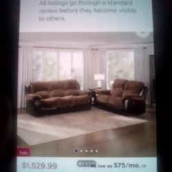 Couch Set.  All Recliners Sofa 7 Ft 2recliners. Loveseat Is Recliners Rockers With USB Ports Abd Storage  Pic In Garage 