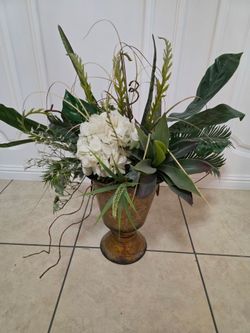 Large Floral Arrangement in Gold Urn Vase