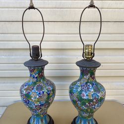 Excellent Matching Pair of Chinese Cloisonné Lamps