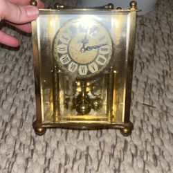 Vintage Haller Quartz Golden Anniversary Clock, W. Germany, Antique German Mantle clock, fireplace golden clock, rose